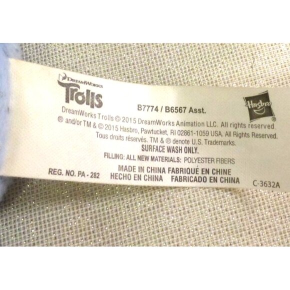 DreamWorks Trolls Hasbro Plush Toy Sparkle Blue Hair 12" Soft Doll Polyester - Picture 6 of 6